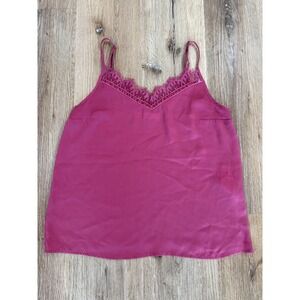 Abercrombie &‎ Fitch Camisole Women Size S Berry Pink Lace Trim Satin Coquette